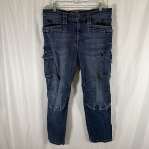 M Tac Tactical Den. Cargo Jeans Men's 34x30 Dark Wash Blue Denim Cotton Blend